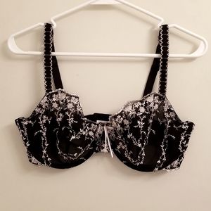 Apt. 9 Beige Embroidered Black Sheer Underwire Bra, 38DD